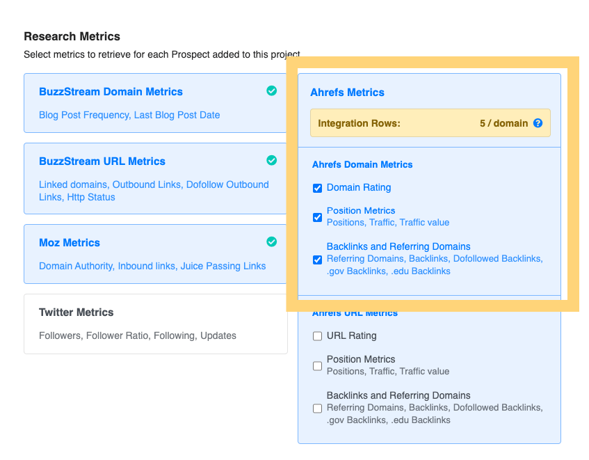 setting up a buzzstream project