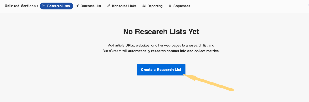 buzzstream create research list