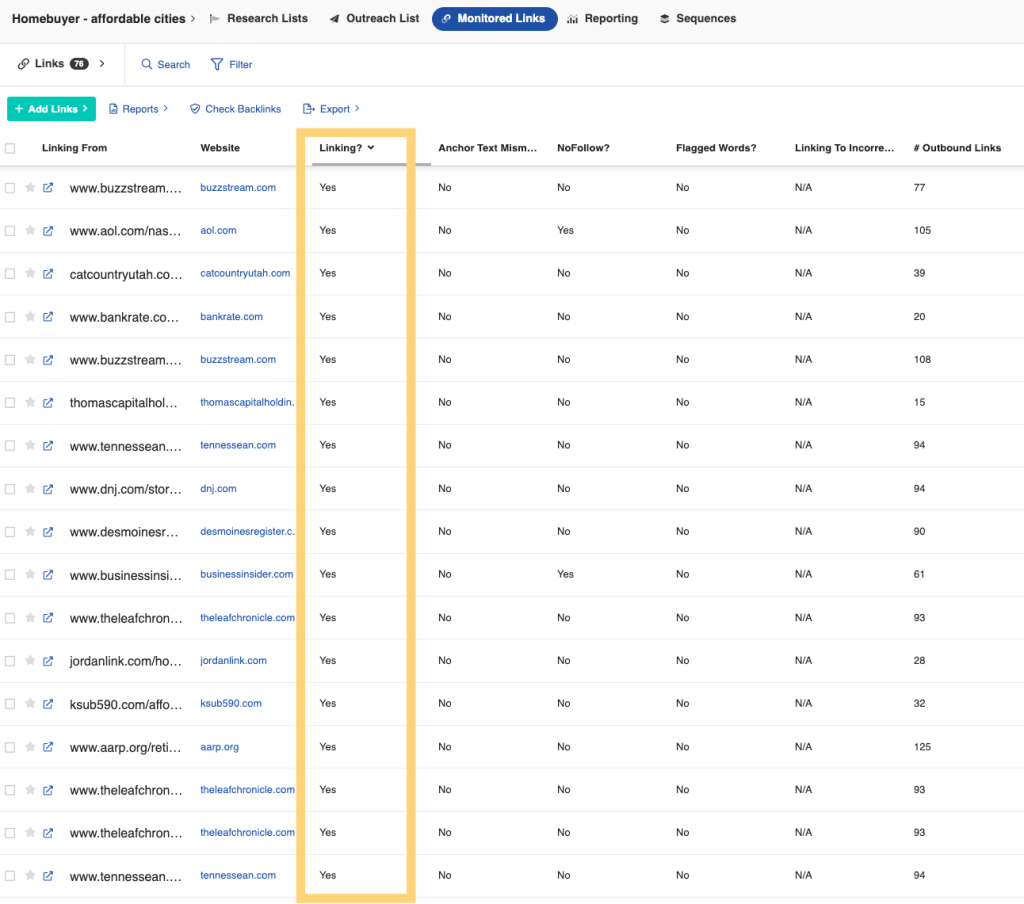 Instant link mentions