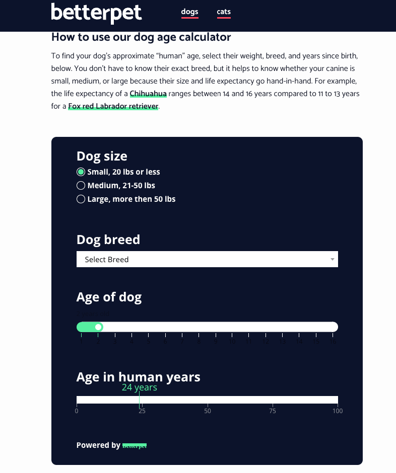 dog age calculator