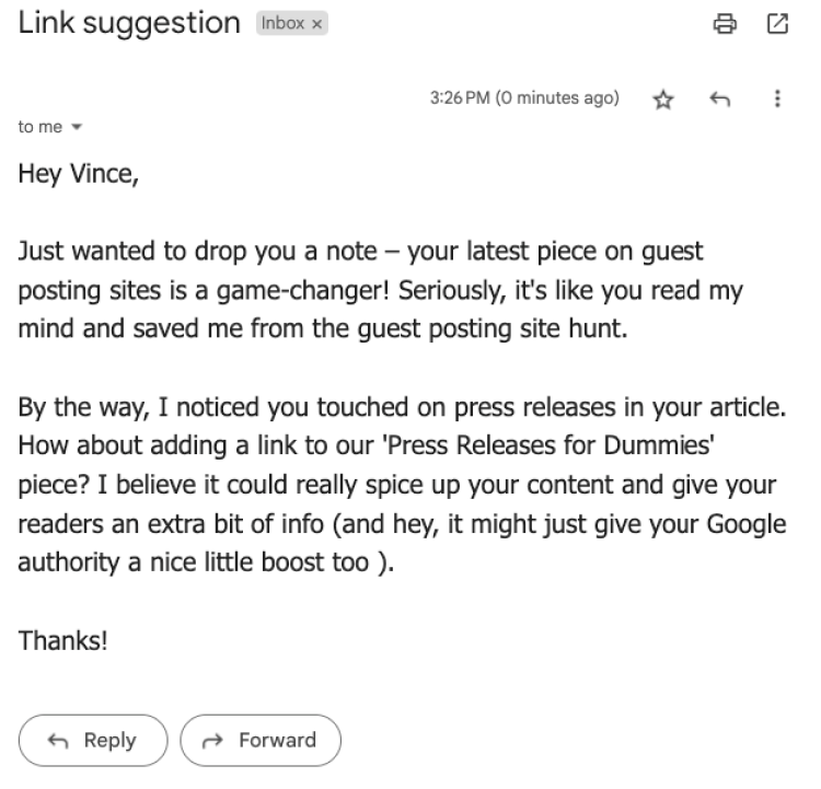 link insertion email