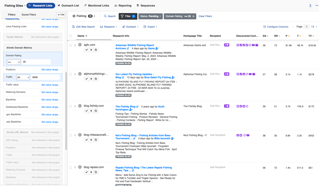 buzzstream filters