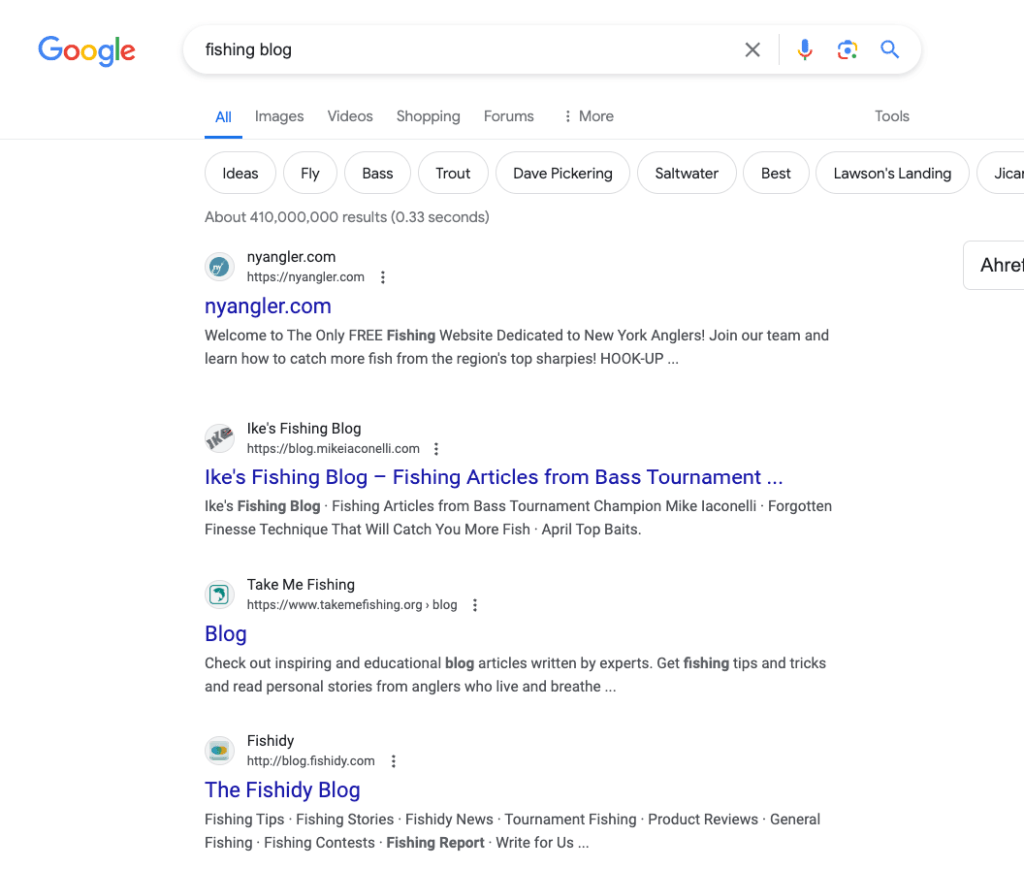 fishing blogs search