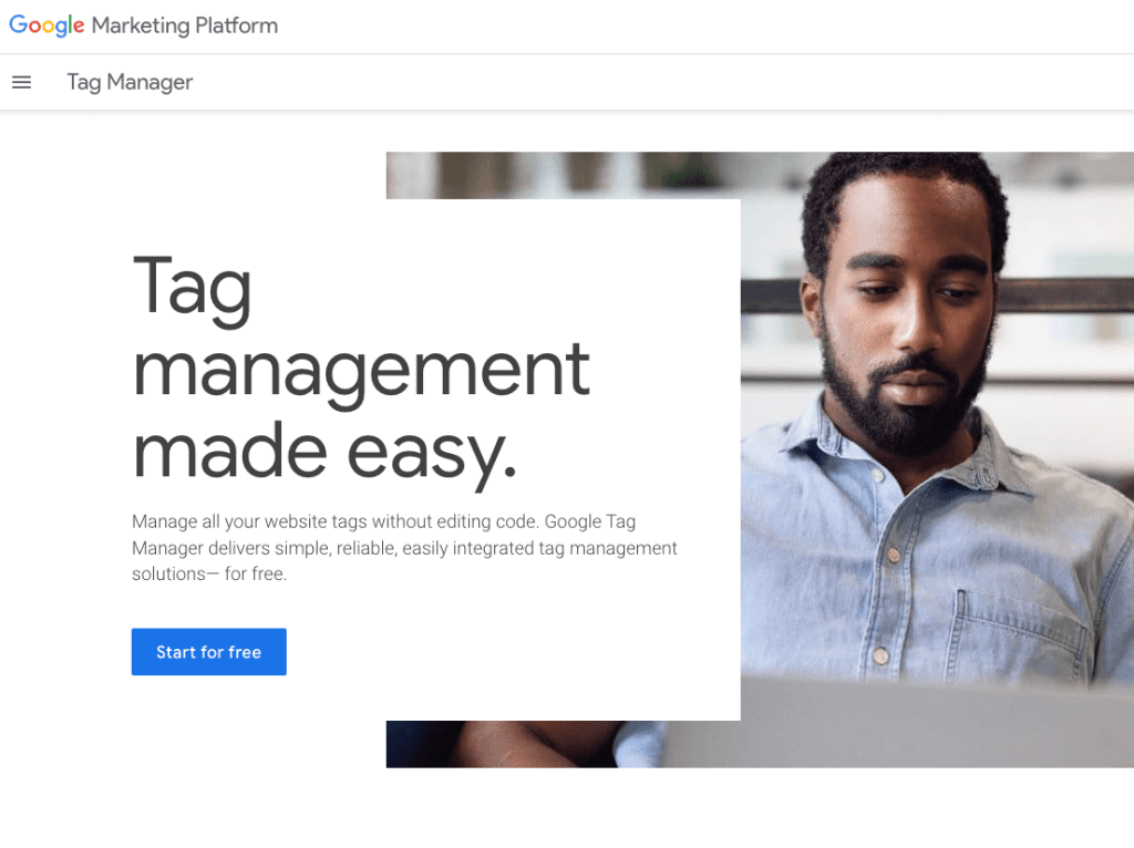 google tag manager homepage