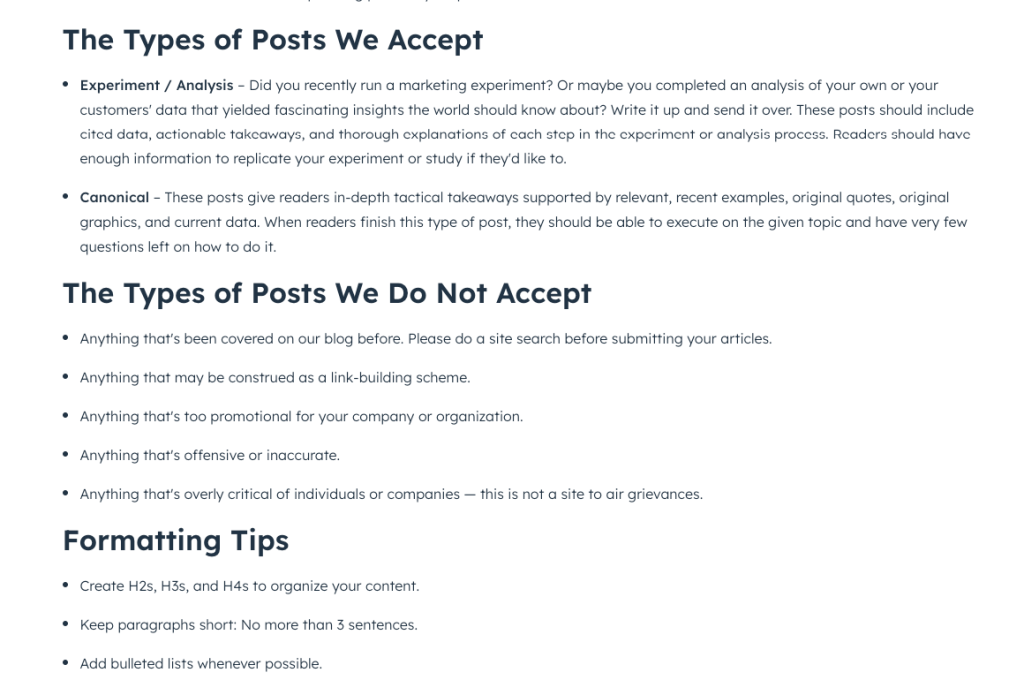 guest post guidelines from hubspot