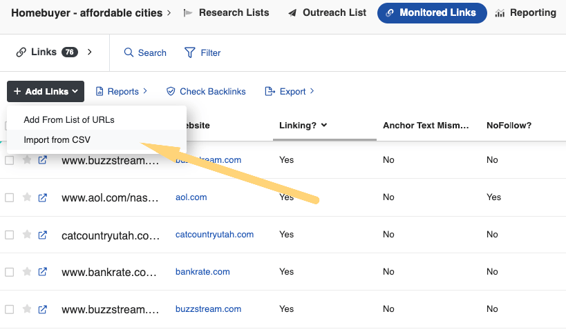 import from CSV