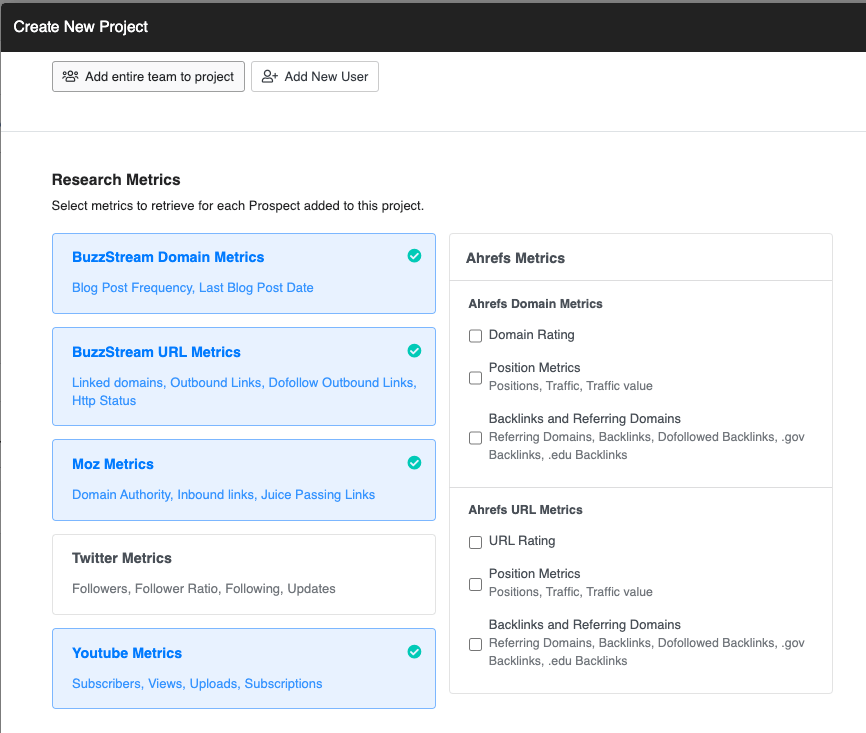 buzzstream integrates moz metrics directly into the platform