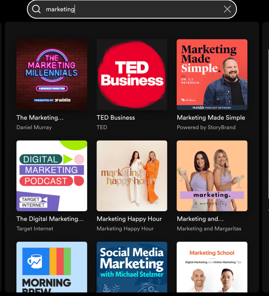 marketing podcasts from spotify