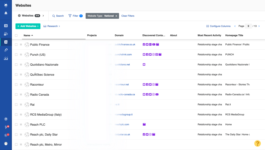 media database on buzzstream