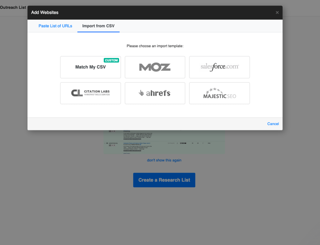 importing via moz