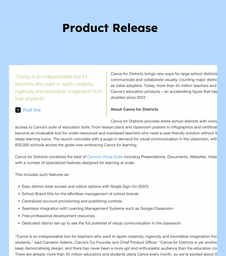 product launch press release