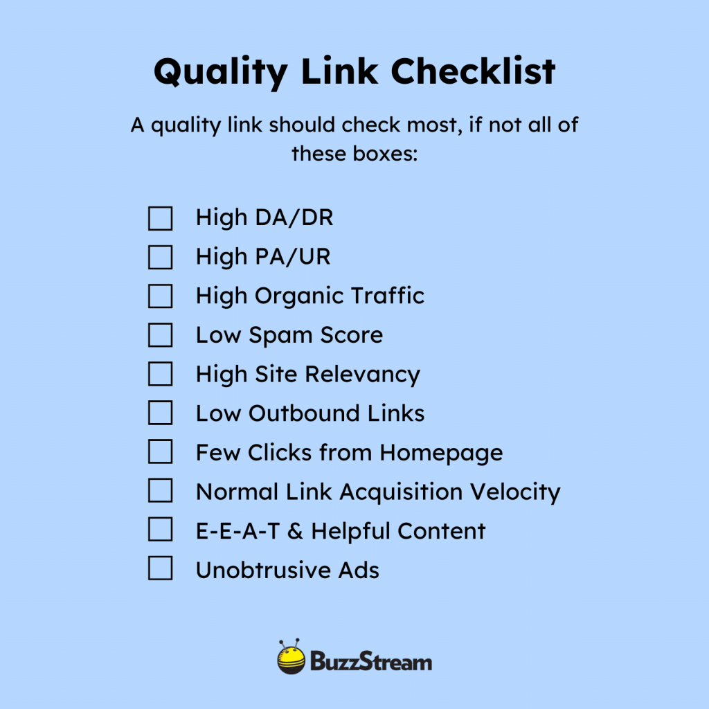 quality links checklist