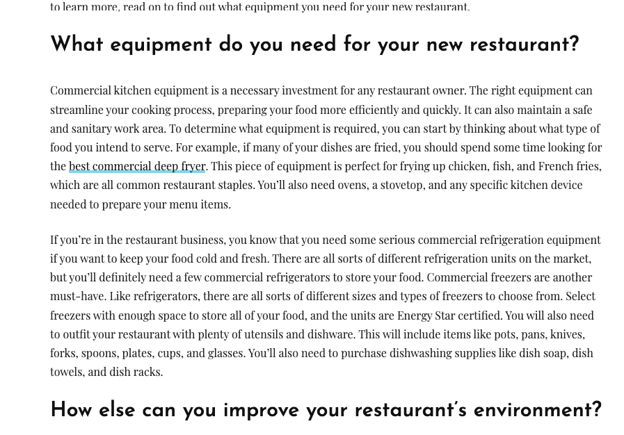 restaurant equipment