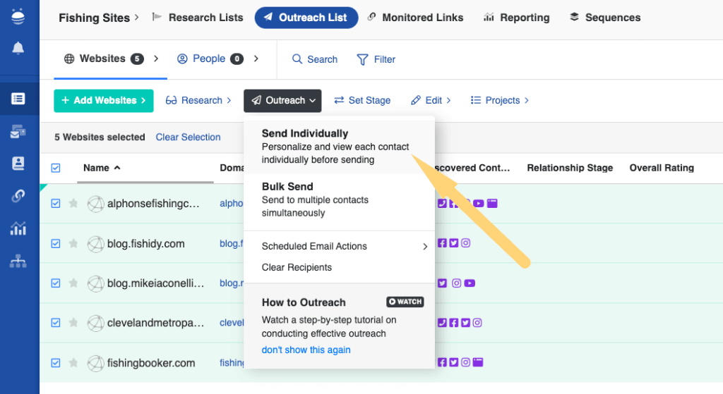 send individually with buzzstream