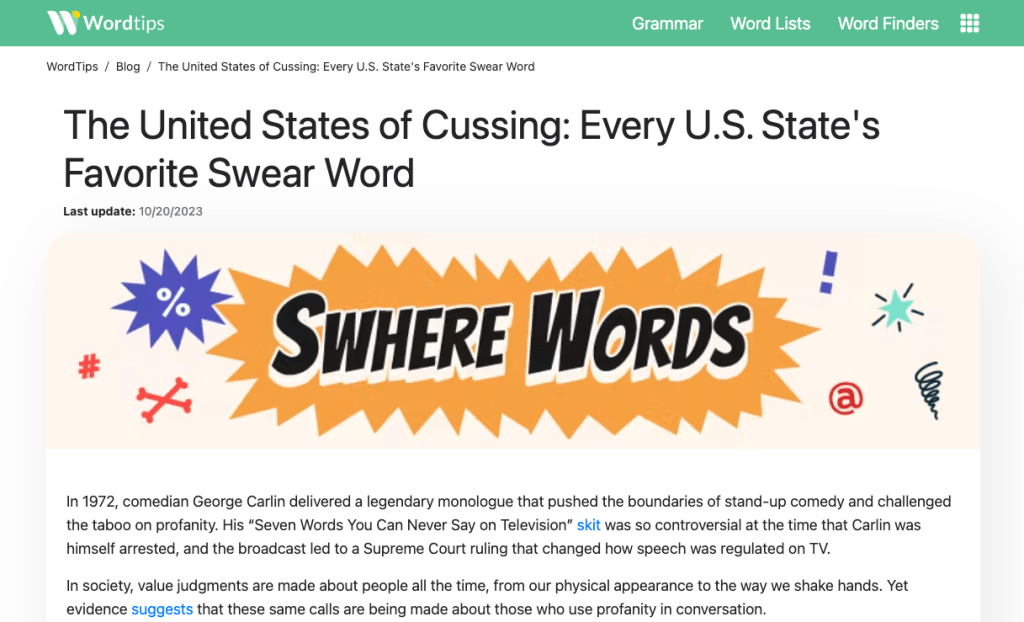 Swere words from Wordtips