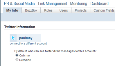 BuzzStream settings for twitter tracking